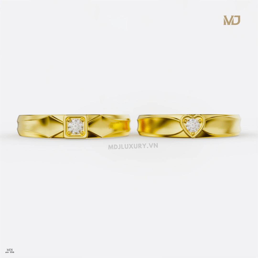 xNhẫn cưới vàng 18K đính kim cương MDJ NC154