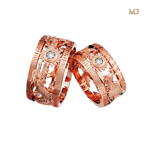xNhẫn cưới Rồng – Phượng vàng 18K NC48 – Vàng Trắng