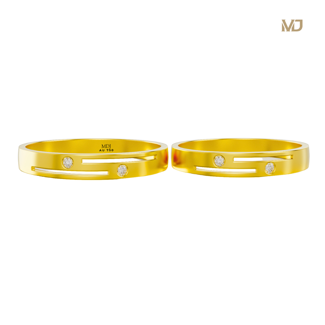 xNhẫn cưới đôi vàng trắng 18K NC33