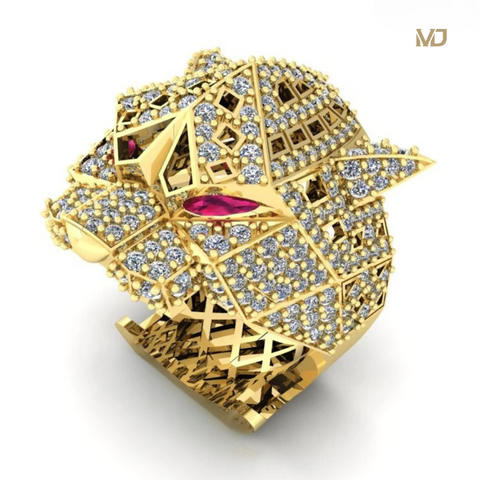Nhẫn Vàng Trắng Nam Đầu Báo – NN101 – MDJ luxuryx