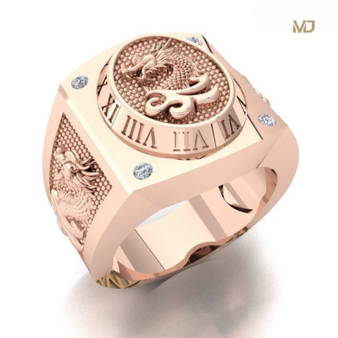 Nhẫn Nam Vàng Trắng Mặt Rồng- Nhẫn Vàng Nam NN207x
