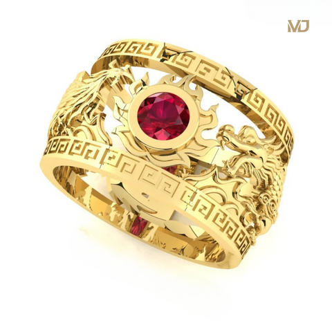 Nhẫn Nam Rồng Phượng Vàng Trắng MDJ NN161x