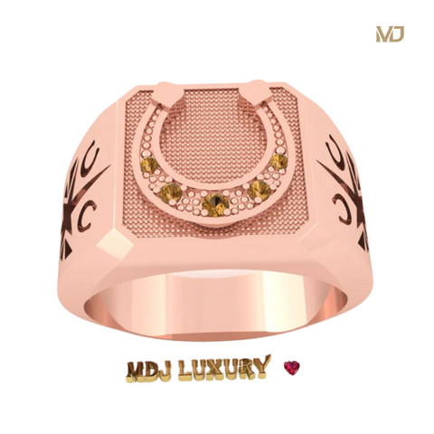 xNhẫn Nam Cao Cấp Mặt Móng Ngựa Tây 18K – NN338