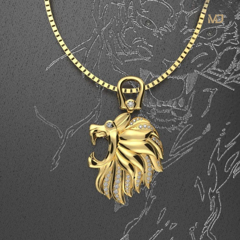 Mặt Dây Chuyền Sư Tử -Chúa Tể Rừng Xanh 14K MDJ MDC34x
