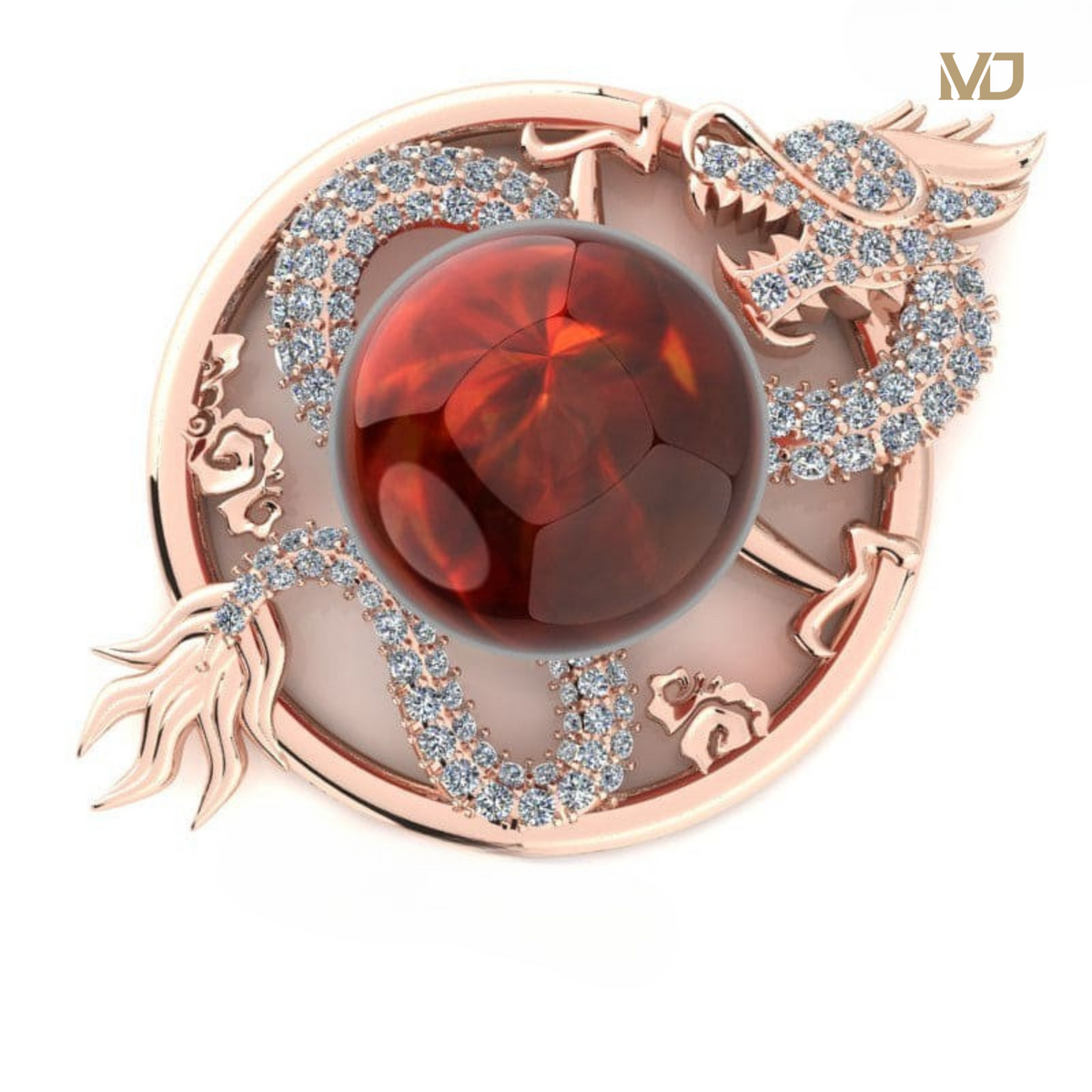 xMặt Dây Chuyền Rồng Quấn Ngọc 18k MDC23
