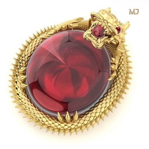 Mặt Dây Chuyền Nam Rồng Vàng Trắng – Đá Ruby MDC26x