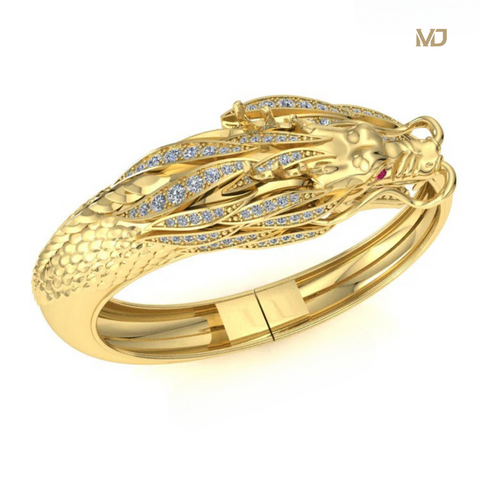 Lắc tay nam vàng trắng 18K – Lắc tay Rồng 18K LTN05x