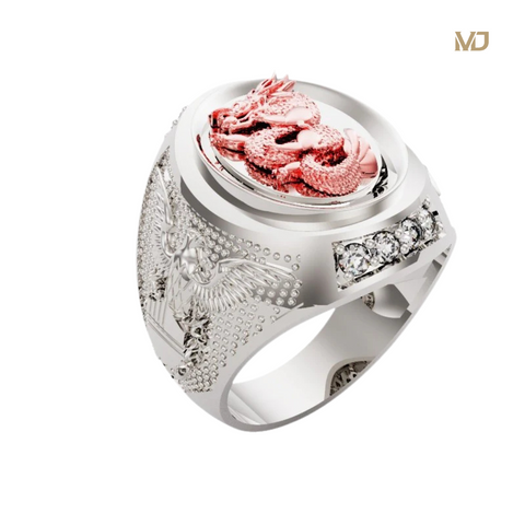xNhẫn Nam Rồng Và Đại Bàng 18K – NN348