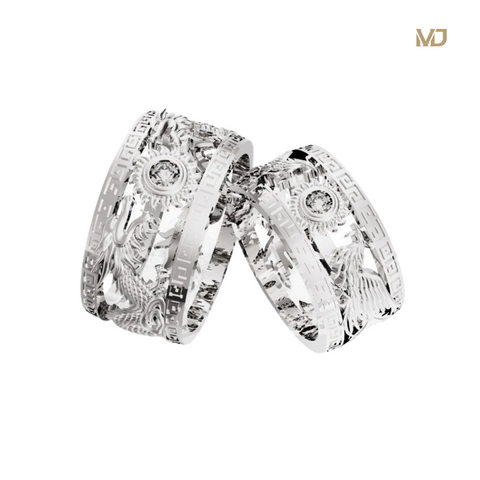 xNhẫn cưới Rồng – Phượng vàng 18K NC48 – Vàng Trắng