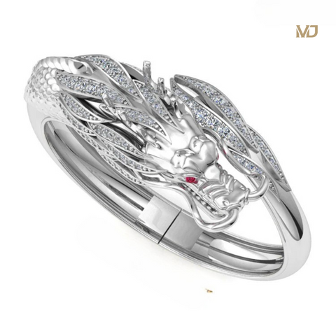 Lắc tay nam vàng trắng 18K – Lắc tay Rồng 18K LTN05x