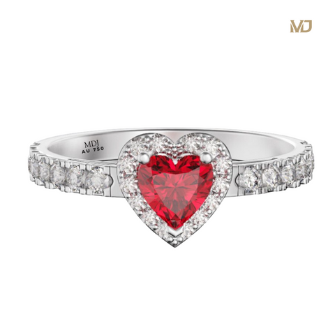 xNhẫn Cầu Hôn NNU186 Trái Tim Đá Ruby