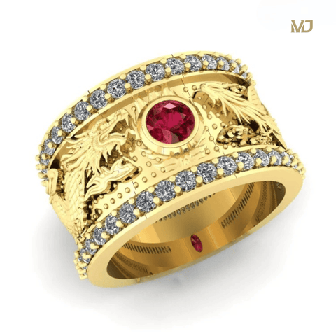 Nhẫn Vàng Nam rồng phượng 18K đá Ruby, Sapphia – NN102x