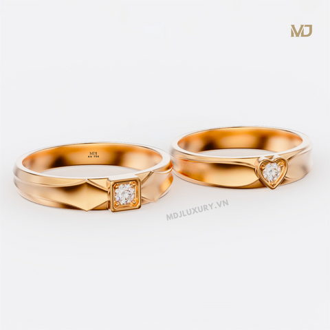 xNhẫn cưới vàng 18K đính kim cương MDJ NC154