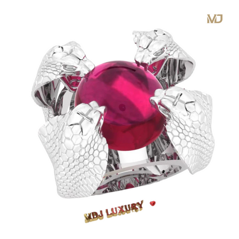 Nhẫn nam vàng trắng 18K phong thủy tuổi Tỵ – MDJ Luxury – NN104x