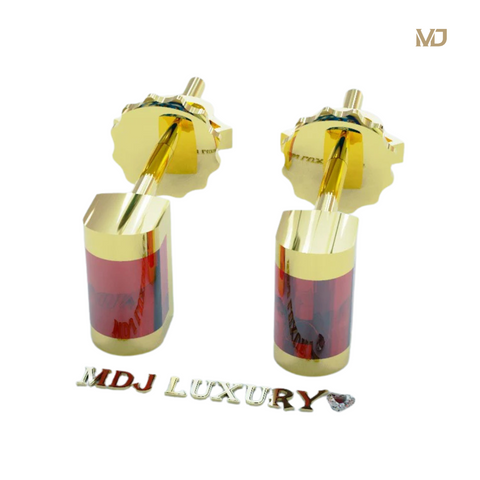 xBông Tai Nam Vàng Trắng Đính Kim Cương ,Ruby MDJ HT22