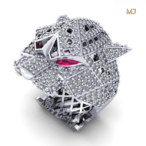 Nhẫn Vàng Trắng Nam Đầu Báo – NN101 – MDJ luxuryx