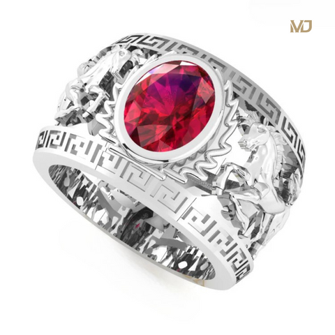 Nhẫn Nam Song Ngọ Đá Ruby Lục Yên Thiên Nhiên NN263