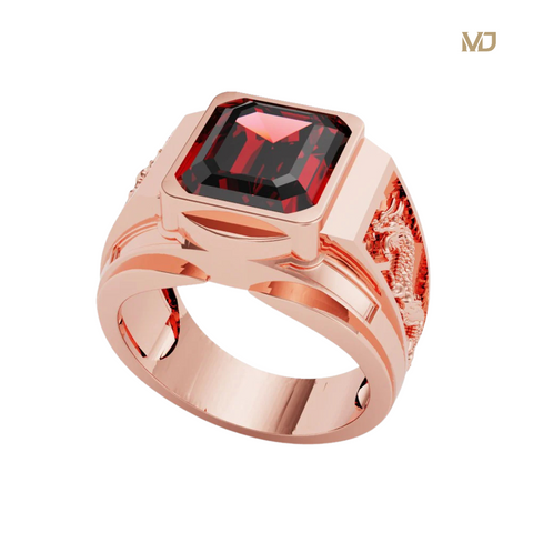 xNhẫn Nam Vàng Ý 18K – Song Long Đá Ruby NN185
