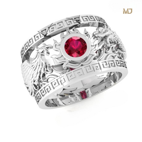 Nhẫn Nam Rồng Phượng Vàng Trắng MDJ NN161x