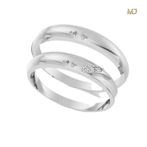 xNhẫn cưới vàng trắng kim cương 14K NC65