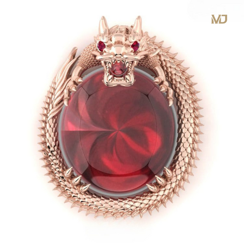 Mặt Dây Chuyền Nam Rồng Vàng Trắng – Đá Ruby MDC26x