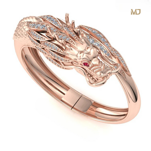 Lắc tay nam vàng trắng 18K – Lắc tay Rồng 18K LTN05x