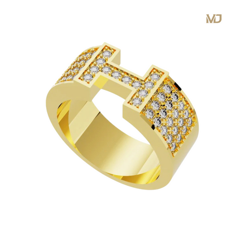 xNhẫn vàng nam chữ H Kim Cương NN177