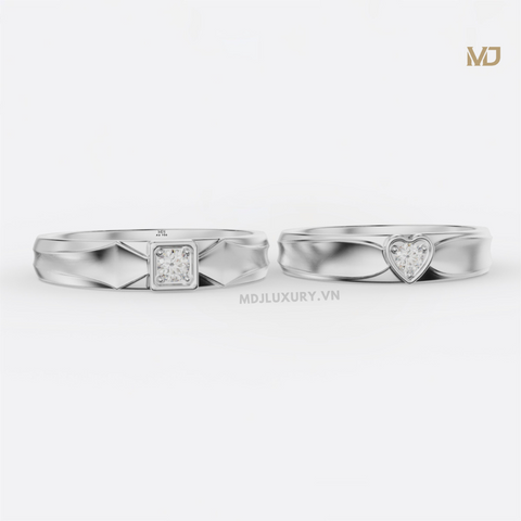 xNhẫn cưới vàng 18K đính kim cương MDJ NC154