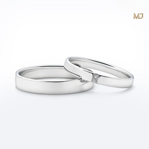 xNhẫn cưới vàng trắng 14K bản trơn MDJ NC 208