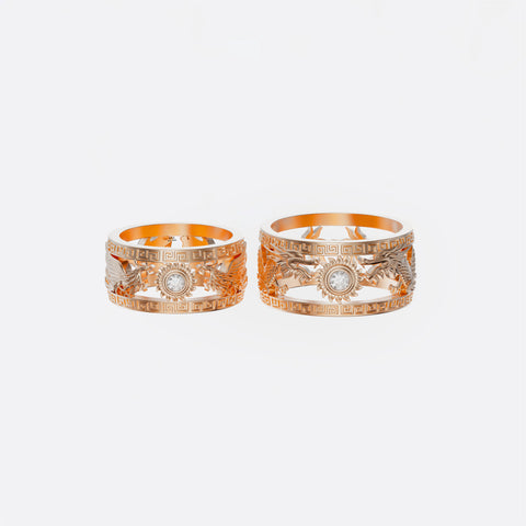 xNhẫn cưới Rồng – Phượng vàng 18K NC48 – Vàng Hồng