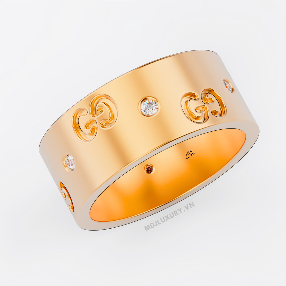 xNhẫn Nam Vàng 18K CG Kim Cương Thiên Nhiên- NN331
