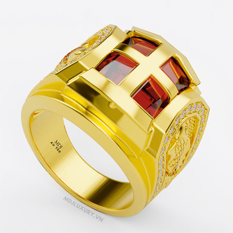 xNhẫn Nam Đá Ruby Cao Cấp Vàng Tây 18K – NN336