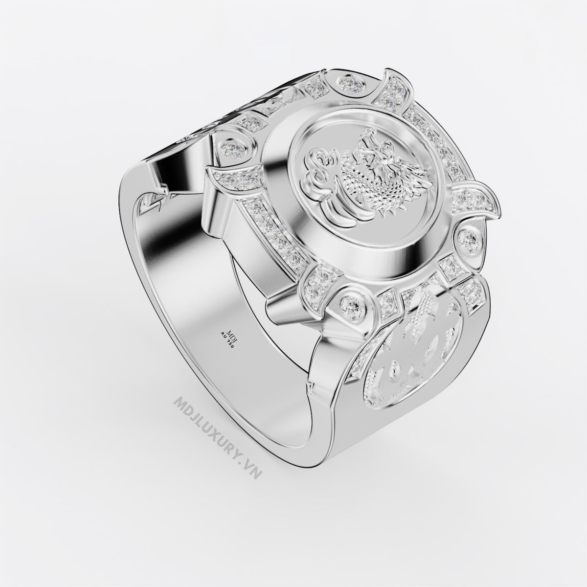 xNhẫn Nam Cao Cấp Mặt Rồng Vàng Tây 18K – NN337