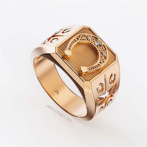 xNhẫn Nam Cao Cấp Mặt Móng Ngựa Tây 18K – NN338