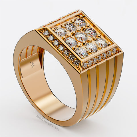 xNhẫn Nam Cao Cấp Kim Cương Vàng Tây 18K – NN340