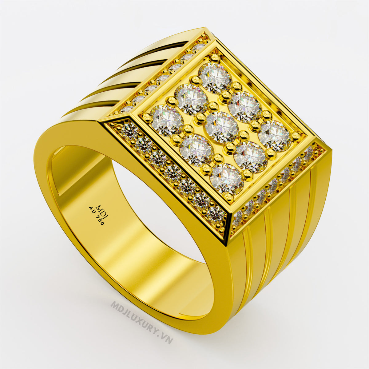 xNhẫn Nam Cao Cấp Kim Cương Vàng Tây 18K – NN340