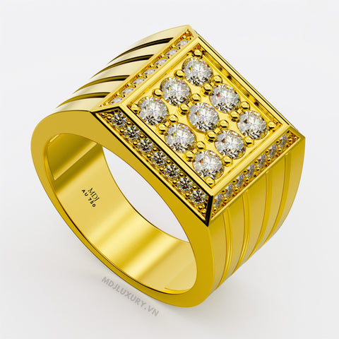 xNhẫn Nam Cao Cấp Kim Cương Vàng Tây 18K – NN340