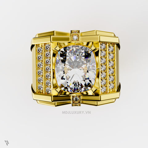 xNhẫn Nam Cao Cấp Đá Chủ Ruby Vàng Tây 18K – NN343