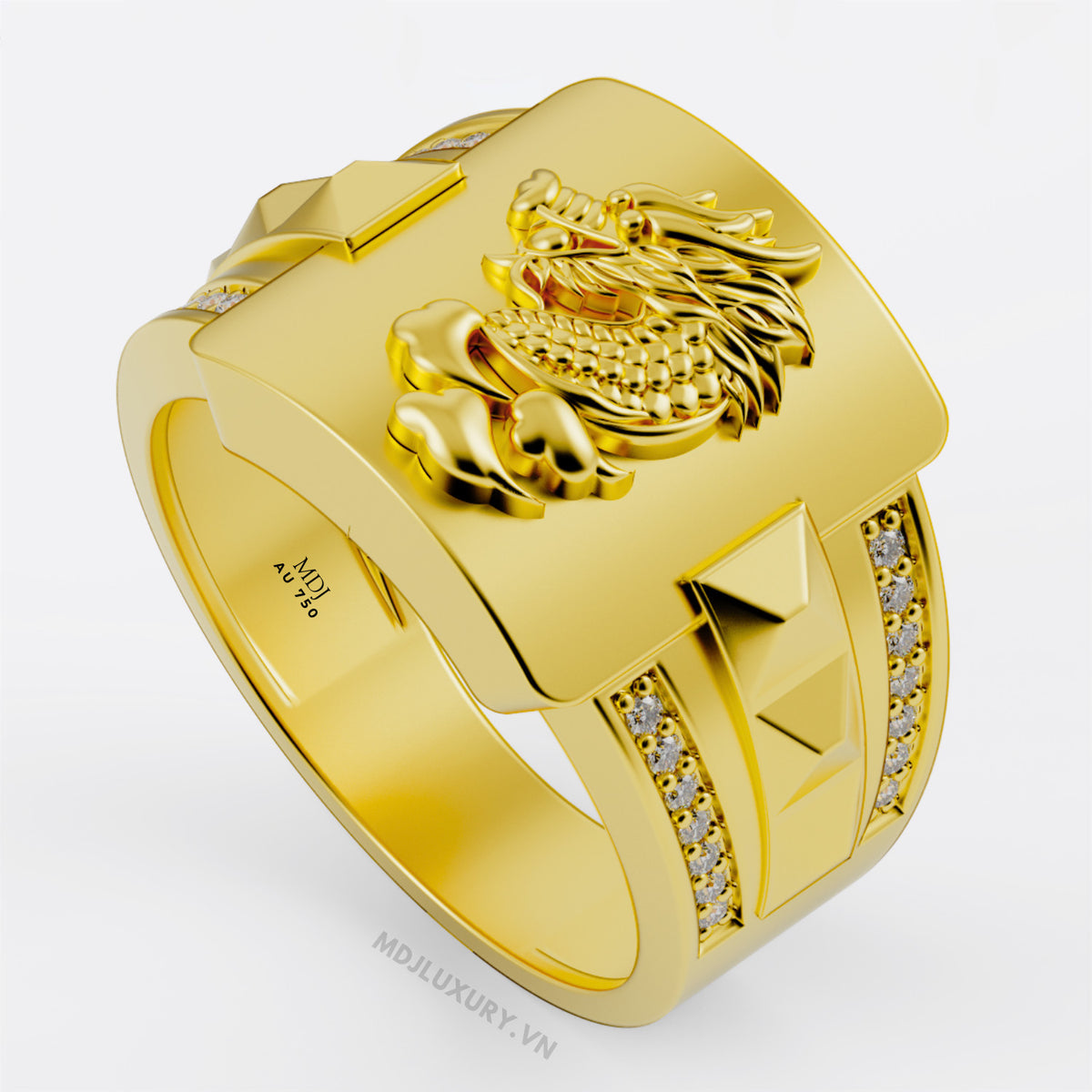 xNhẫn Vàng Nam 14K Thiên Nhiên Rồng – NN359