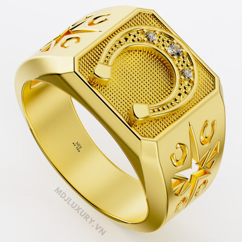xNhẫn Nam Cao Cấp Mặt Móng Ngựa Tây 18K – NN338