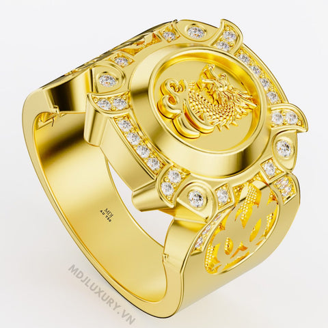 xNhẫn Nam Cao Cấp Mặt Rồng Vàng Tây 18K – NN337