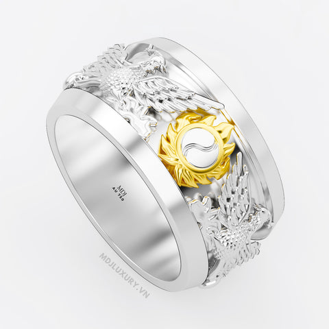 Nhẫn Nam Vàng 18K – 14K Vòng Xoáy Âm Song Phượng- NN330x