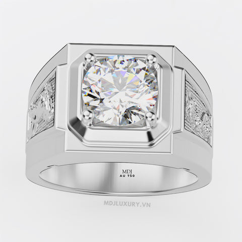 Nhẫn Nam Vàng Tây 14K Ruby Thiên Nhiên Song Ngọ- NN358