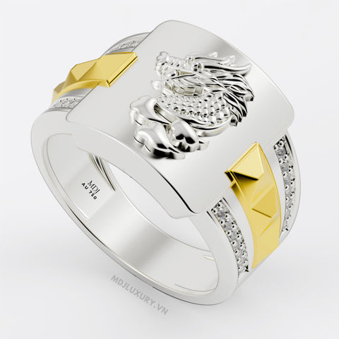 xNhẫn Vàng Nam 14K Thiên Nhiên Rồng – NN359