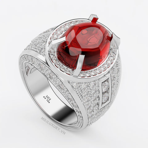 xNhẫn Nam Vàng 18K Cao Cấp MDJ Đá Ruby Sang trọng – NN354
