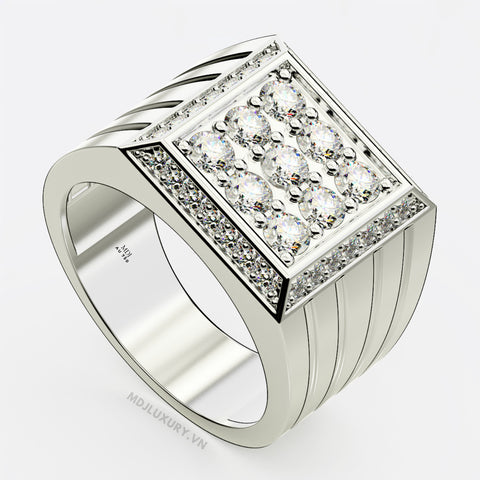 xNhẫn Nam Cao Cấp Kim Cương Vàng Tây 18K – NN340