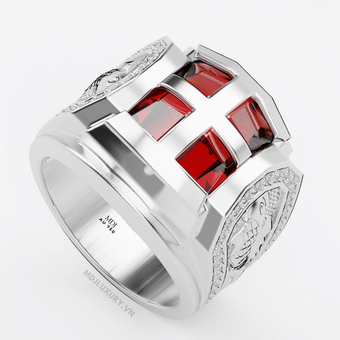 xNhẫn Nam Đá Ruby Cao Cấp Vàng Tây 18K – NN336