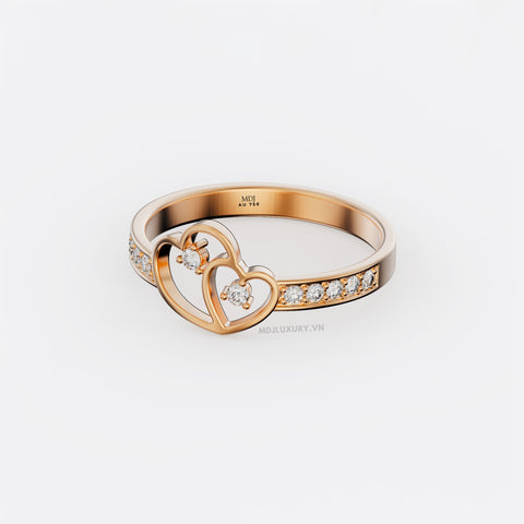 xNhẫn Cầu Hôn Trái Tim Vàng Hồng 14K MDJ NNU81
