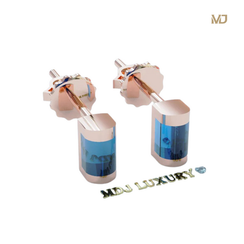 xBông Tai Nam Vàng Trắng Đính Kim Cương ,Ruby MDJ HT22
