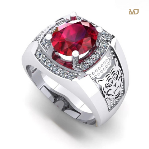 Nhẫn vàng trắng nam đá RUBY – NN124x